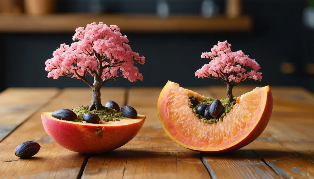 découvrez le secret étonnant de ce fruit festif : ses noyaux deviennent une mini forêt rose en un mois lorsqu'ils sont conservés après le repas. un phénomène naturel à ne pas manquer !