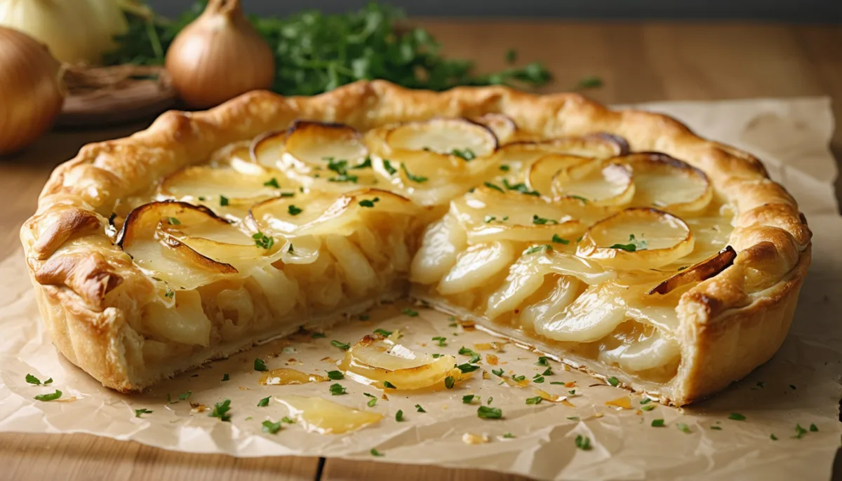 découvrez ma recette facile et savoureuse de tarte à l'oignon, fondante et pleine de goût, qui vous séduira à chaque bouchée.