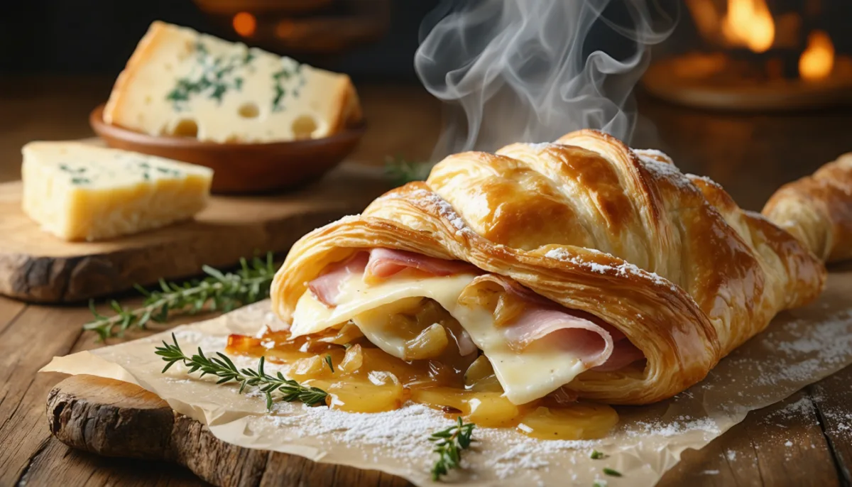 découvrez la recette généreuse et irrésistiblement gourmande de mon feuilleté camembert–jambon–oignons, un délice facile à préparer que tout le monde adore.