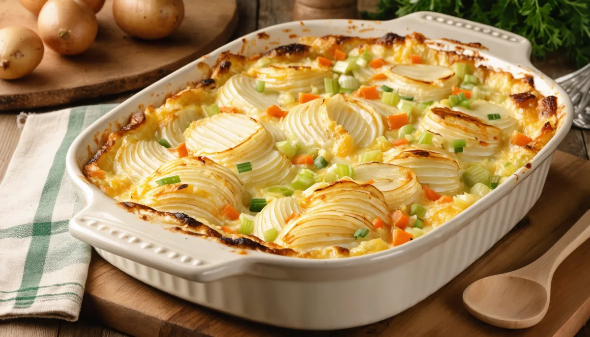 découvrez une recette facile et savoureuse de gratin fondant aux pommes de terre, poireaux et carottes, parfait pour un repas doré et réconfortant au quotidien.