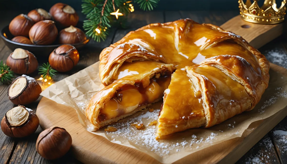 découvrez notre galette des rois réinventée, une douceur fondante à la crème de marrons qui ravira tous les palais. un délice traditionnel revisité pour des moments gourmands inoubliables.